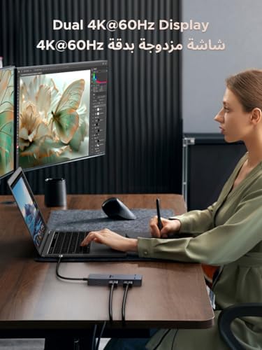 UGREEN USB C Docking Station 10-in-1, Single/Dual 4k@60Hz HDMI Monitor