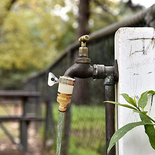 Tesmotor Mixer Tap Connector, Brass Hose Tap Connector 1/2 Inch and 3/4 Inch 2-in-1 Universal Female Faucet Adapter for Kitchen Garden Taps