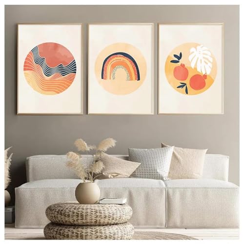 Art mural bohème jaune et orange, affiches de salon et chambre sur toile 60x80