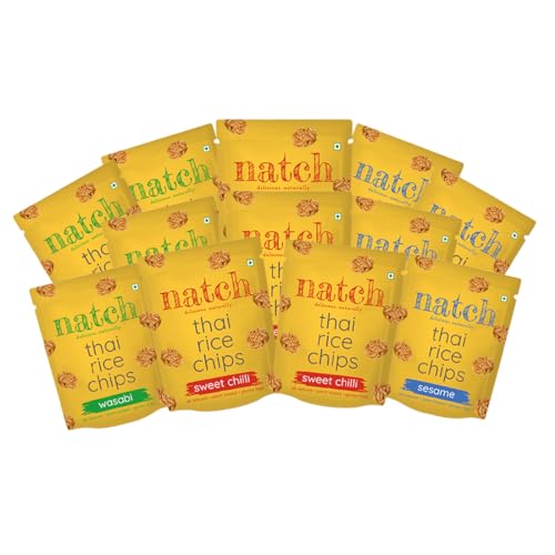 Image of natch Thai Sticky Rice Chips,Healthy Snacks for Adults & Kids 100% Natural,Vegan & Gluten Free,Low Calorie Crackers Crisps,25G each (Pack of 12)