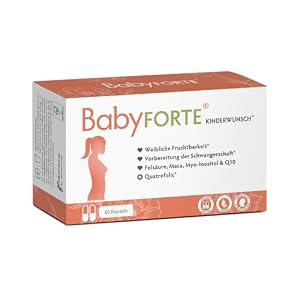 BabyFORTE Kinderwunsch Tabletten | vegan | Folsäure 800 μg, Quatrefolic, Maca, Inositol, Jod | 60 Kapseln | Schwangerschaftsvitamine