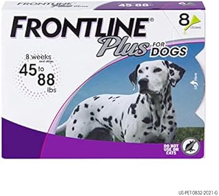FRONTLINE Plus Flea and Tick Treatment for Dogs (Large Dog, 45-88 Pounds, 8 Doses)