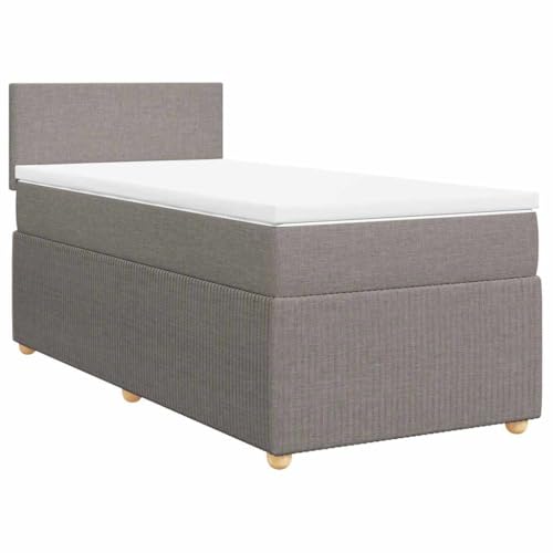 vidaXL Cama Box Spring con Colchón, Tela Gris Taupe, 90x200 cm