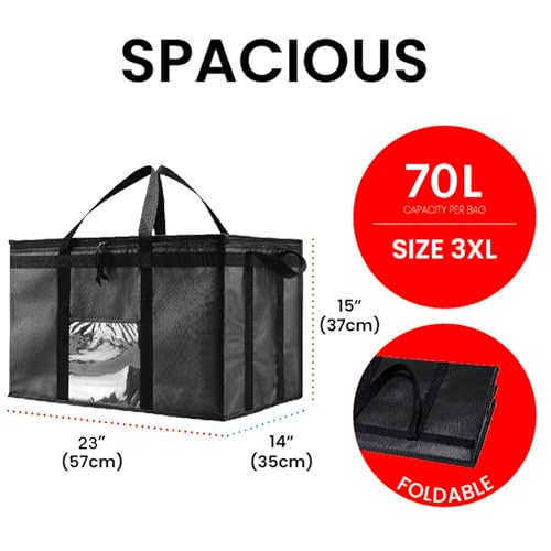Image of NZ home Insulated Bags for Food Delivery (3XL) Grocery Shopping Cooler Bag, Pizza Delivery, Hot & Cold Catering Tote, Reusable, Foldable & Heavy Duty (Red)