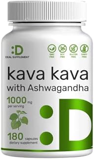 Kava Kava with Ashwagandha, 1000mg Servings, 180 Capsules – High Concentrated Root Extract, Retains Active Kavalactones – Natural Herbal Relaxation Complex