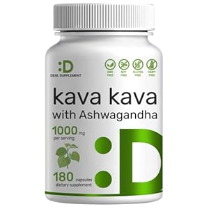 Kava Kava with Ashwagandha, 1000mg Servings, 180 Capsules – High Concentrated Root Extract, Retains Active Kavalactones…