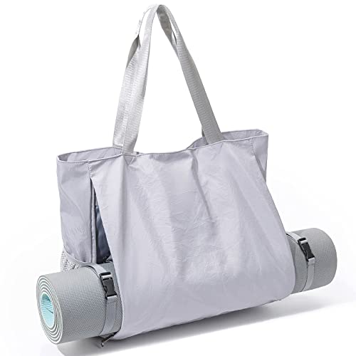 Yoga Mat Bag for Women - Waterproof Tote and Carrier With Mat Holder & Wet Pocket for Gym, Pilates, Travel, Beach and Daily Use (Grey) by BOCMOEO - Image 2