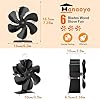 Hanaoyo Wood Stove Fan, 6 Blades Wood Stove Fan Heat Powered, Fireplace Fan with Magnetic Thermometer, Wood Stove Accessories, Non Electric Fan for Wood/Log Burner Stove