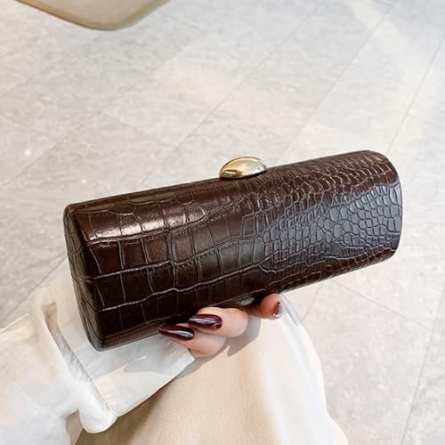 Image of Women Vegan Leather Evening Handbag Crocodile Pattern Handle Clutch Purse Cross Body Envelope Bag