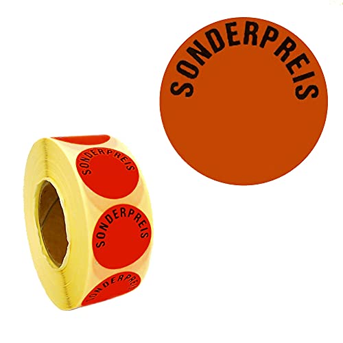 1.000 Aktionsetiketten SONDERPREIS | rund leuchtrot auf Rolle 30 mm | Etiketten permanent selbstklebend | gebar Cover