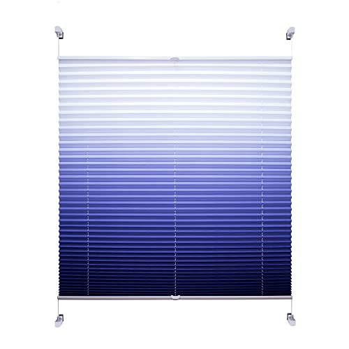 Liedeco® Klemmfix Plissee Farbverlauf verspannt inkl. Klemmträger /Breite x Höhe: 75 x 130 cm / Farbe: Blau / Plissee farbig zum Klemmen fürs Fenster / Sonnenschutz und Fensterdekoration innen / lichtdurchlässig und verstellbar / Innen-Montage ohne Bohren / 123 montiert / Falt-Plissee / Plissee-Rollo Sichtschutz Blendschutz - 9