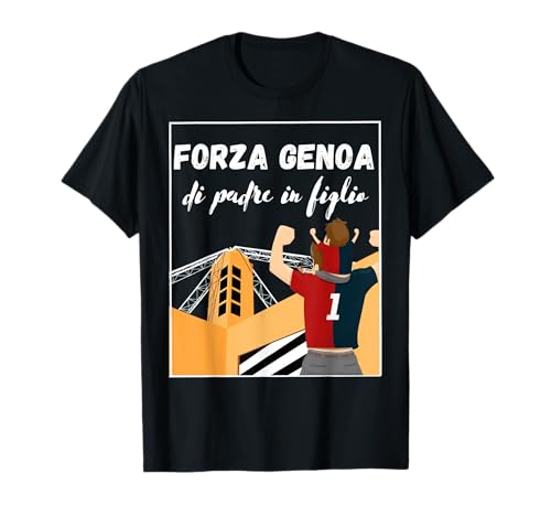Força Génova pai a filho em casal estádio amadores crianças t-shirt, Preto, S