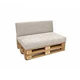 POKAR Palettenkissen 2er Set: Sitzkissen 120x80 + Rückenkissen 120x40 | Palettenauflagen aus Cordstoff mit Abnehmbarem Bezug | Sitz und Rückenlehne für Palettensofa | Öko Tex | Made in EU | Elfenbein