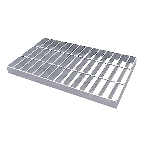 Galvanized Steel Drain Grate, Outdoor Drain Cover Garage Channel Drain Cover Durable Heavy Duty Channel Grate Floor Drain Sewer Grille (Color : Silver, Size : 50x30x2cm)