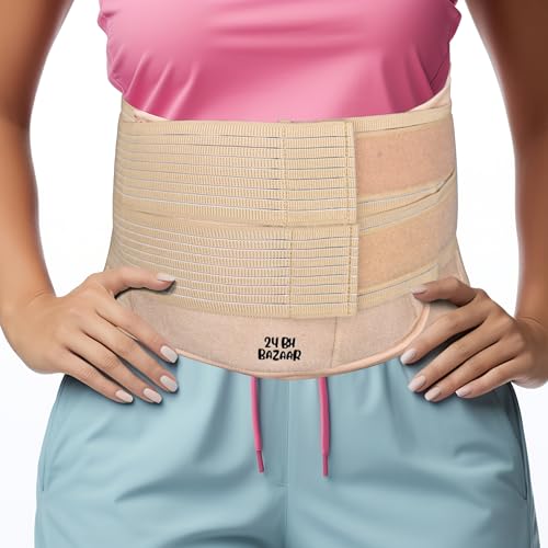 24 BH BAZAAR - Size - L (45") - Beige - Dual Strap support Postpartum, Abdominal & Maternity Belt, Pregnancy Belt for Women - Belly & Tummy Slim, Back Pain Relief for Men & Women (Beige, L)