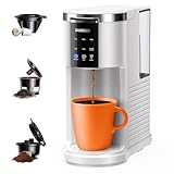 SHARDOR K Cup Coffee Maker, 3 in 1 Single Serve Coffee Maker for K Cup Pods & Ground Coffee & Teas, 6 to 14oz Brew Sizes, 40oz Detachable Water Reservoir, Compact Design, White