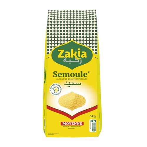 Semoule moyenne Zakia en sachet 5 kg (Lot de 2) - Blé dur français de qualité supérieure