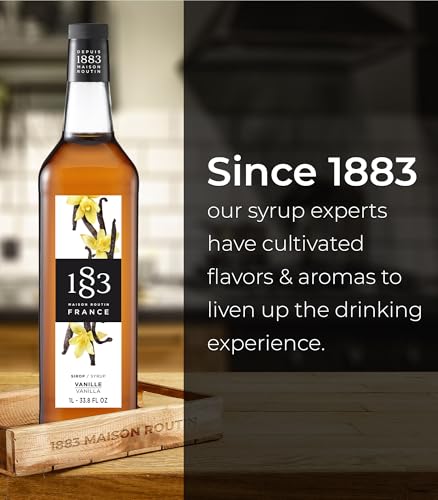 Image of 1883 Vanilla Syrup for Drinks - 1 Liter Plastic Bottles (Pack of 6) - Premium Beverage Syrup for Coffee, Tea, Cocktails, Lattes & Desserts
