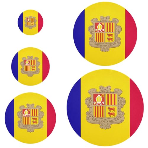 Lot de 5 couvercles de bol élastiques réutilisables en 5 tailles - Couvercles pour pain, levain, fruits, nourriture, restes, pâte, pain, drapeau d'Andorre