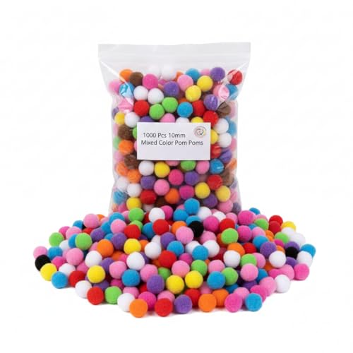 1000 Pcs Mini Pom Poms 1cm Colorful Fluffy Craft Pom Poms for Creative Projects and Decorations.