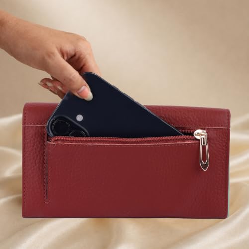 Image of Steve Jhonson Leather Wallet for Women - Mini Hand Purse with Card Holder - Women Stylish Clutch Purse - Cute Mini Ladies Wallet for Daily Use - Fancy Ladies Purse with Slim Design (Maroon Softy)