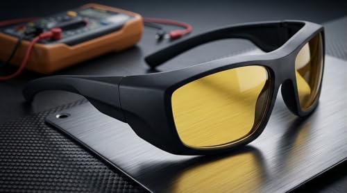 Image of THUNDERSTORM Safety Goggles Polycarbonate Anti-Fog Lens Anti-Scratch UV Protection Black Eye Glasses Multipurpose Use Industrial, Bike Riding, Cycling, Car Driving for Men & Women (Yellow)