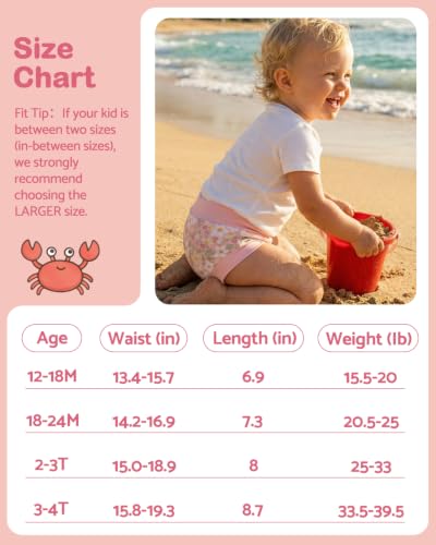 Image of ALVABABY 3 Pack Reusable Baby Girls Swim Diapers UPF 50+ Washable Toddler Beach Diapers