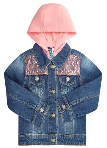 Toddler Big Girls Spring Autumn Denim Coats,Butterfly Blue Hooded Outerwear Kids Jackets