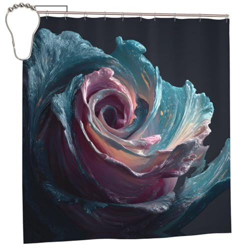 EZDLOWVBA Rideau de douche en polyester résistant à la moisissure avec 12 crochets - Lavable et séchage rapide - Motif roses de la Reine des neiges - 183 x...