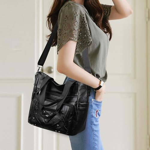 Women's Fashion Tote Handbag and Purses, Shoulder Bag, Top Handle Satchel, Washed Synthetic Leather4