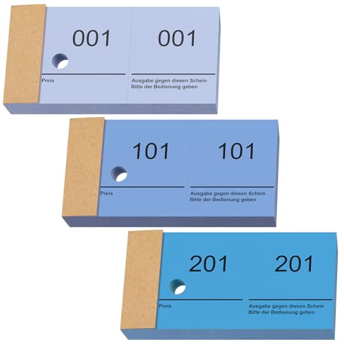 Nezyo Bloques Numerados 1-300 Boletos de Rifa con Números Dobles 10cm x 5cm Papeletas Rifa para Guardarropa Sorteos Eventos Fiestas Ferias y Golosinas(Azul claro, Azul,Azul oscuro)