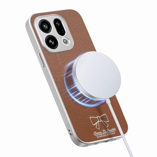 Image of for Oppo Find X9 5G Magnetic Case Butterfly Bow Pattern PU Leather + TPU + PC Shockproof Phone Cover - Brown
