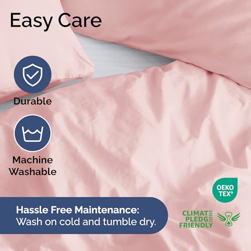 Image of Duvet Cover King Size Set - Extra Soft King Duvet Cover 104 inch x 90 inch with 2 Pillow Shams for Women, Men, Kids & Teens - Hotel Luxury, Easy-Care w / Zipper Closures & Ties - Comfy & Breathable (Baby Pink)