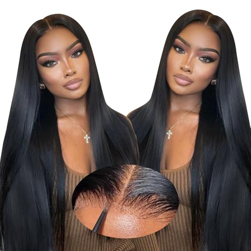 Oxeyegirl 18 Inch Straight Human Hair Wig for Black Women 9X6 Lace 200% Density Glueless Wigs Human Hair Pre Plucked Pre Cut Wear and Go Glueless Wig Lace Front Brazilian Human Hair Wigs (46cm)