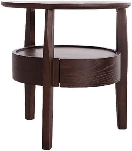 Nightstand Bedside Table Modern Minimalist Round Shelf Living Room Bedroom Bedside Table Storage Cabinet Wooden Small Cabinet Bedside End Table (Color : B) (A)