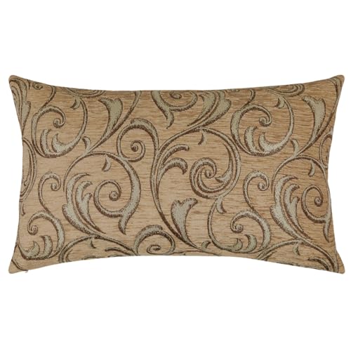pillowerus Chenille Ivy/Floral Style California Peach 14"x24" Pillow Cover Lumbar Decorative Sham for Home Decor, Office, Farmhouse, Sofa, Couch, Porch, Patio, Window Seat