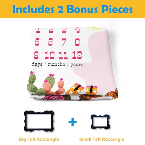 Image of Cow Girl Baby Stuff - Newborn Baby Milestone Blanket with 2 Frames