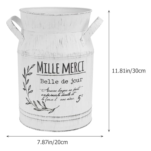 Vase à fleurs incassable en tôle blanche style rétro romantique