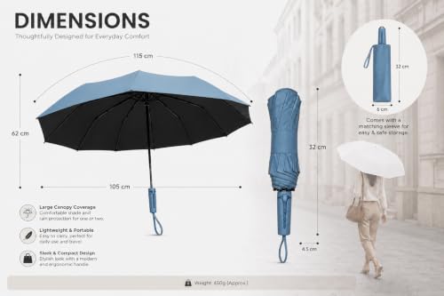 Image of Contacts Compact Folding Umbrella - Windproof Travel Umbrella with Automatic Open /Close, Waterproof, UV Protection, Portable Umbrella for Men, Women & Kids