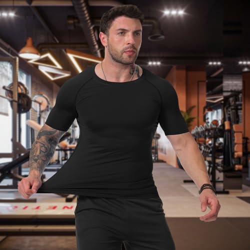 Sumolux 5 Pack Men’s Compression Shirts Short Sleeve Sports Athletic Workout Undershirt Base Layer T-Shirt Tops4