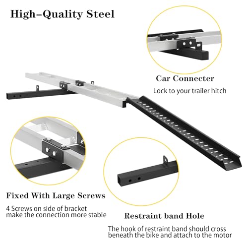 Porta moto de aluminio con capacidad 500 lbs para enganche miniatura 3