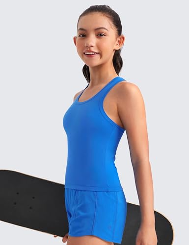 Image of CRZ YOGA Girls Butterluxe Racerback Tank Top | Dance, Extremely Soft, Tight Fit, Waist Length, Scoop Neck, Athletic, Sleeveless Shirts for Teen