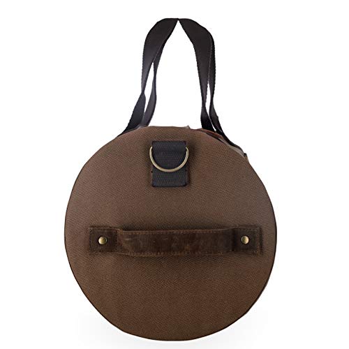 Duffel Bag for Women Men Large Military Style Barrel Sports Gym Overnight Weekender Duffle Bag with Waxed Canvas Pocket (Brown)