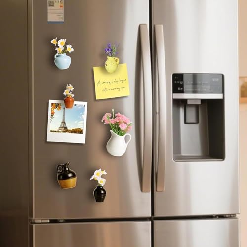 Image of Fridge Magnets Marble Texture Crystal Refrigerator Glass Magnet Decorative Fridge Strong Small Cute Colorful Magnet for Kitchen Office Whiteboards Cabinets Photos Party (Mini Vase Design)