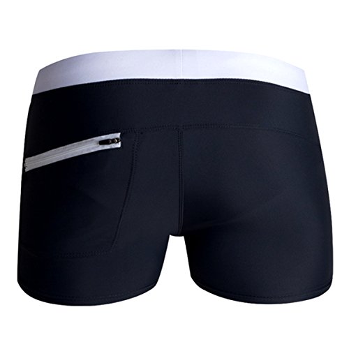 Men Drawstring Nylon Swim Trunks Summer Beach Swimwear Shorts with Back Zipper Pocket4