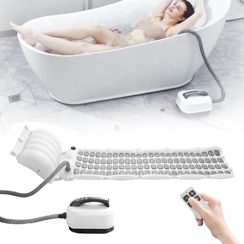 Sprudelmatte Badewanne, Whirlpool Matte für Badewanne Luftsprudelbad 6 Intensitätsstufen Badewannenmatte mit 114 Düsen und Kissen Spa Badewannenzubehör für Spa Baden