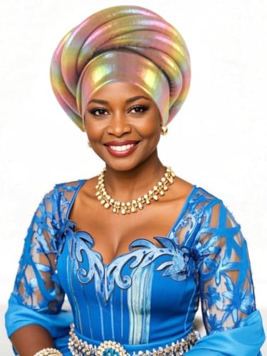 African Headscarf Auto Gele Big Braid Women'S Twisted Headscarf Elastic Soft Headdress Black History Month Headscar