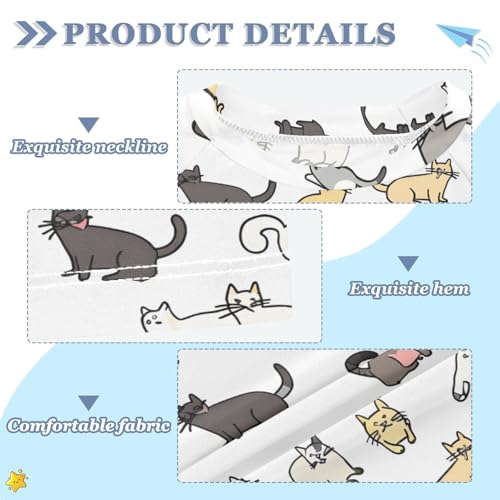 ALAZA Kids Rash Guard Boys Toddler Swim Shirts Short Sleeve Cat Stick Figure UPF 50+ 3T3