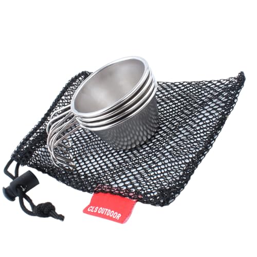POPETPOP Juego de 4 Mini Vasos de Vino de Acero Inoxidable 304 Portátiles con Bolsa de Malla Capacidad 50 Ml para Picnic Barbacoas y Uso al Aire Libre