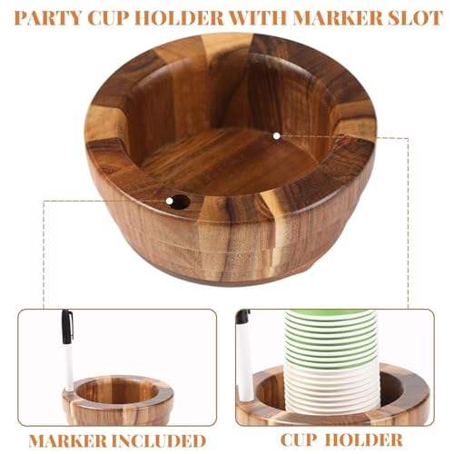 Distributeur de gobelets jetables rustiques en bois d'acacia - 5